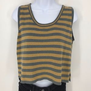 Tan and Grey Knit Crop Tank Top
